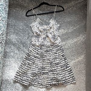 Parker black and cream patterned cocktail dress